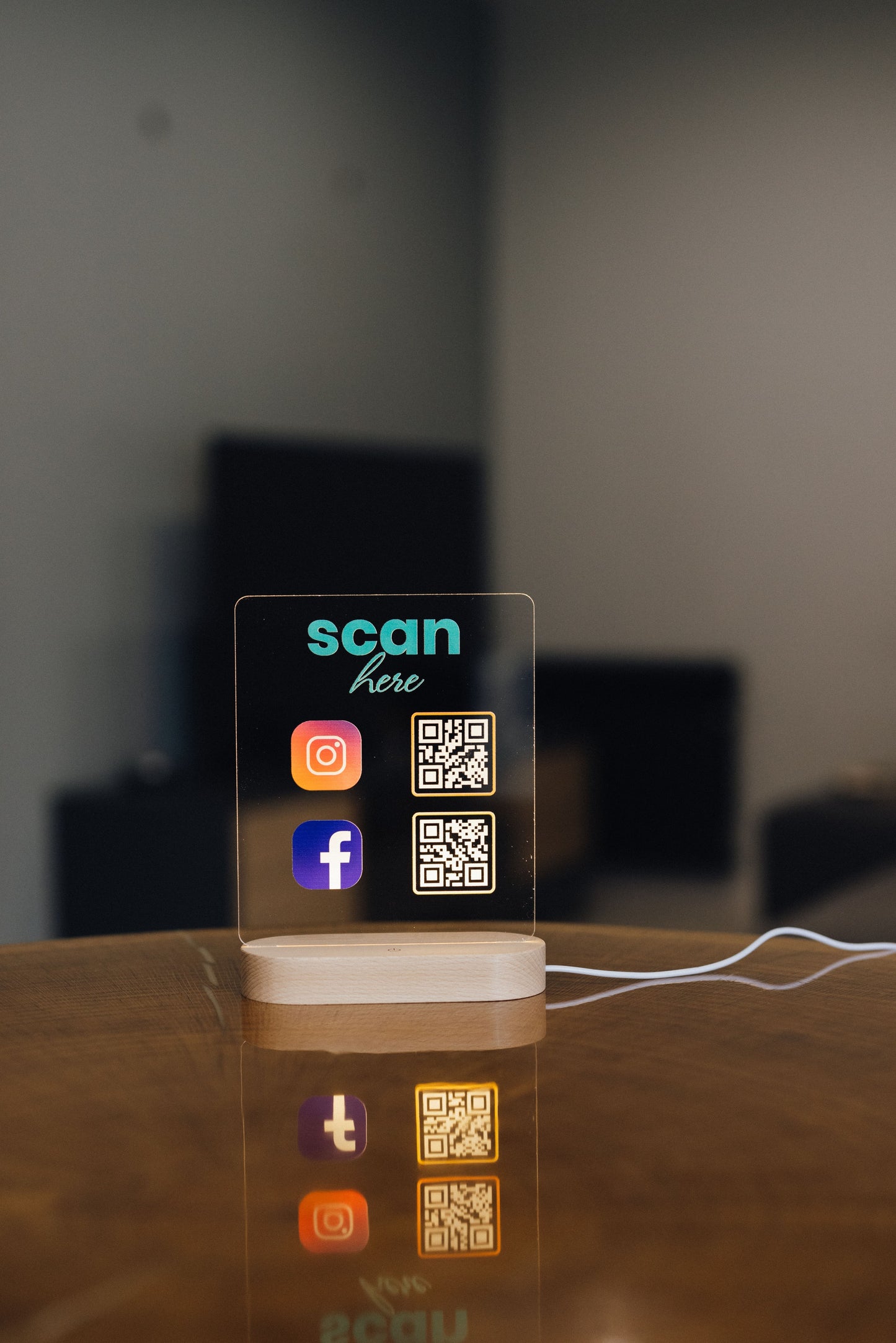 Night Light - QR Social Media Sign (Dual-coded transparent)