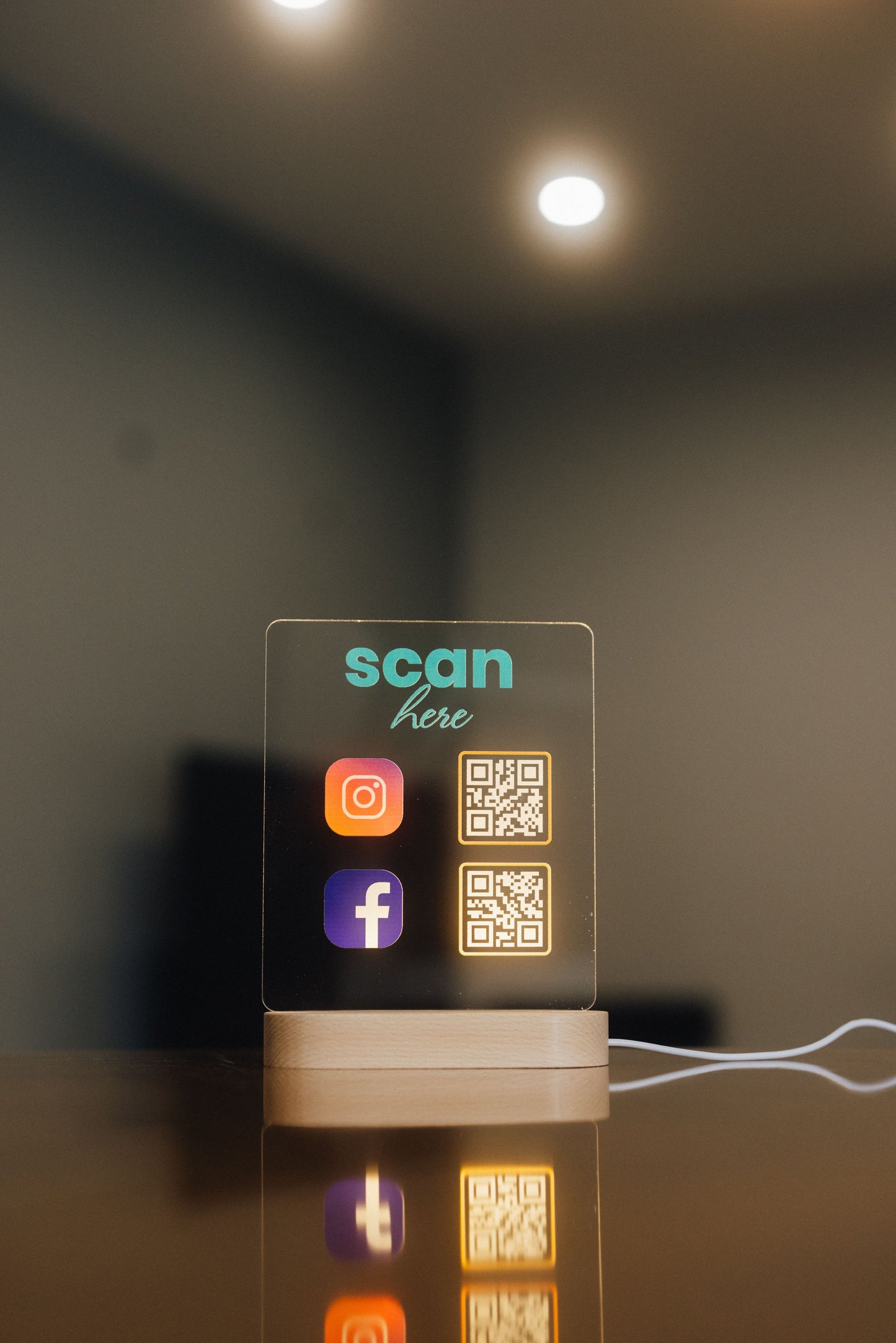Night Light - QR Social Media Sign (Dual-coded transparent)