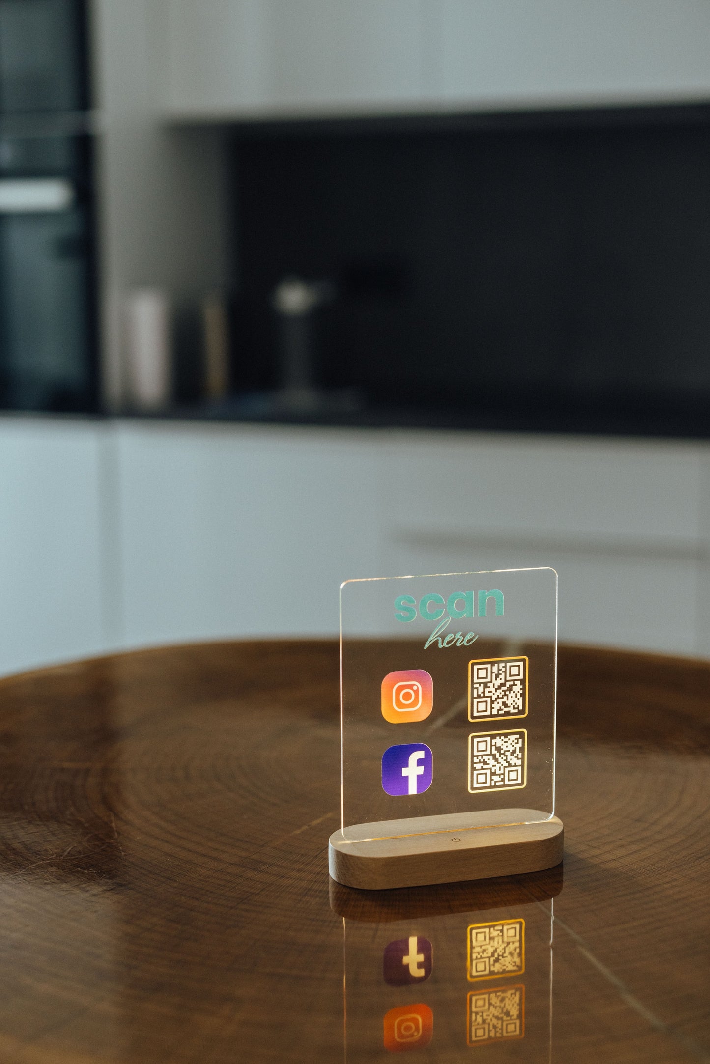 Night Light - QR Social Media Sign (Dual-coded transparent)
