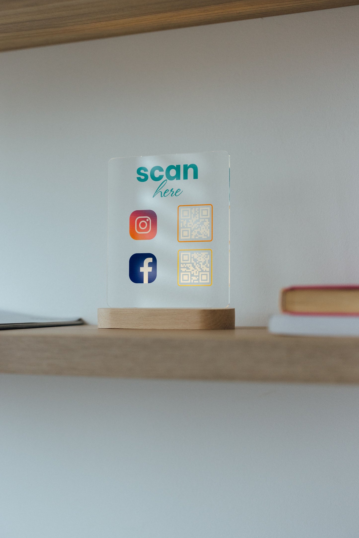Night Light - QR Social Media Sign (Dual-coded transparent)