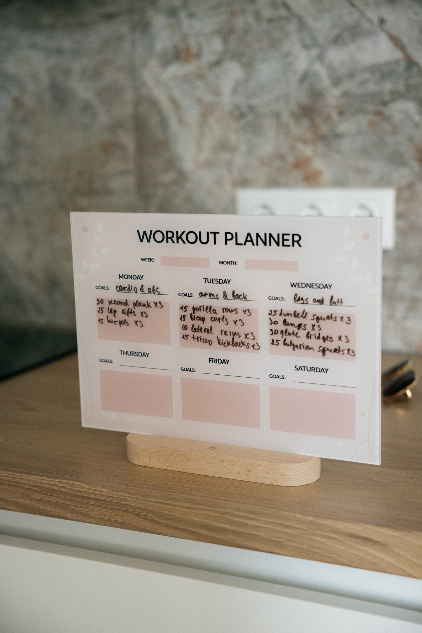 Acrylic Workout Planner
