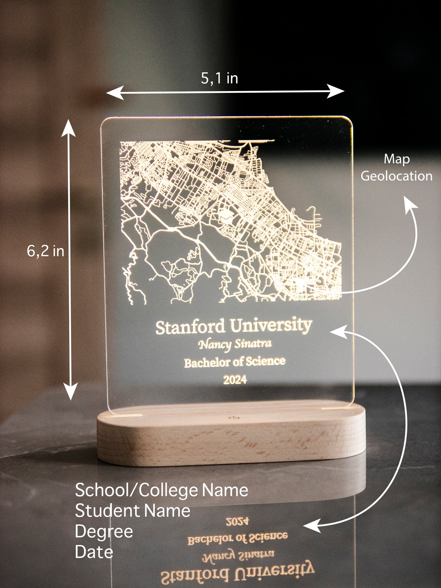 College Map Night Light