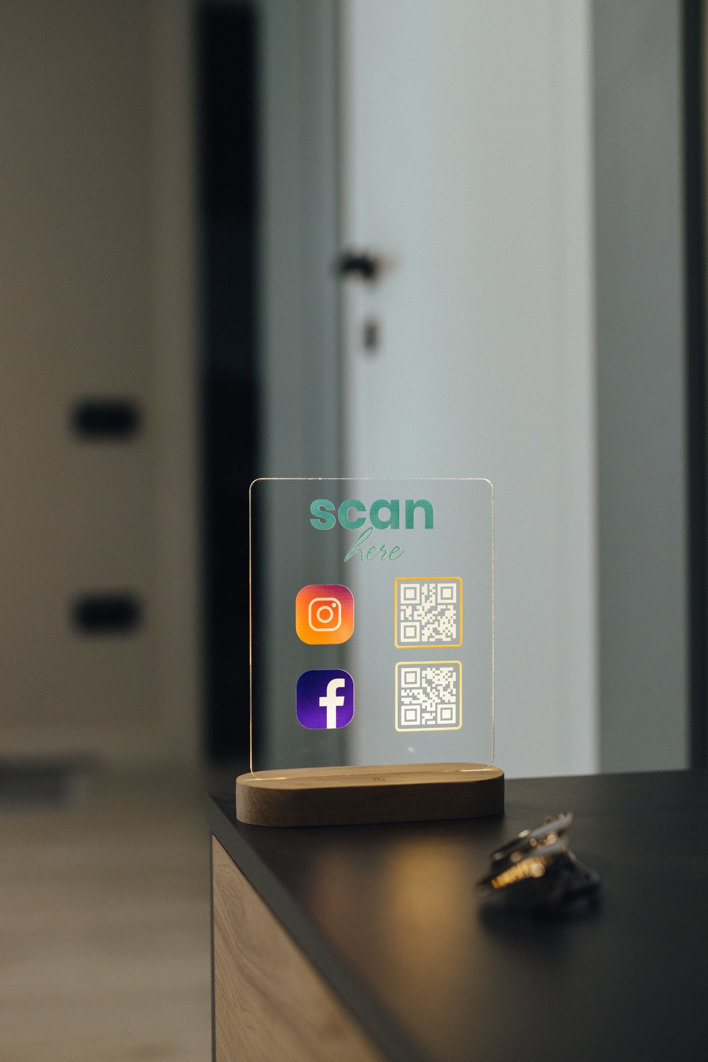 Night Light - QR Social Media Sign (Dual-coded transparent)