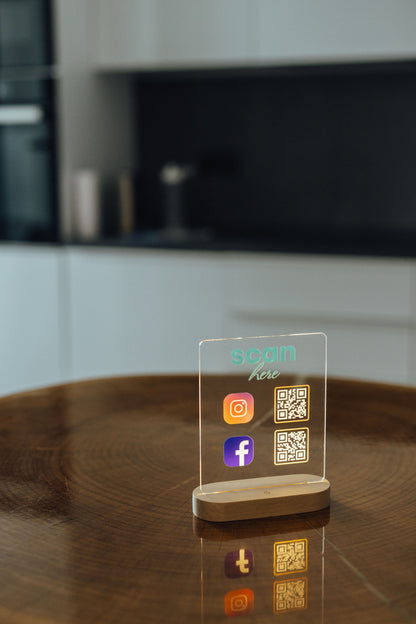 Night Light - QR Social Media Sign (Dual-coded transparent)