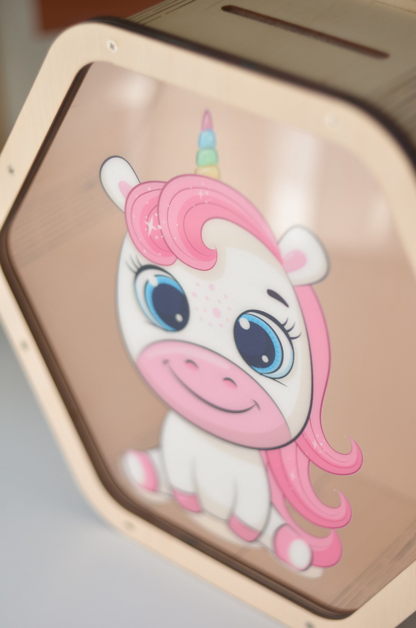 Piggy Bank with Unicorn On the Glass